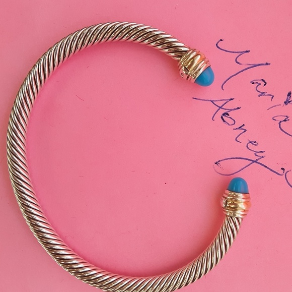 David Yurman 5mm SzM Turquoise Cable Clsc Bracelet - Picture 2 of 7